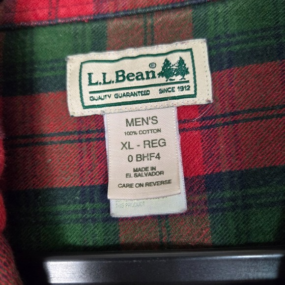 Vintage LL Bean Flannel Shirt Mens XL red green plaid distressed - Picture 3 of 11